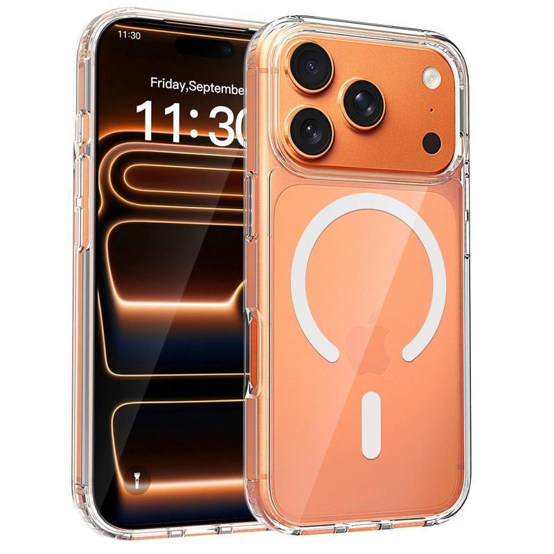 New Apple Iphone 【Christmas Sale】17 Pro Max Magnetic Transparent Case, Military-Grade Drop-Proof Full Coverage Protective Cover Stand Secure Grip