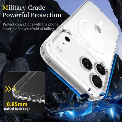 New Apple Iphone 【Christmas Sale】17 Pro Max Magnetic Transparent Case, Military-Grade Drop-Proof Full Coverage Protective Cover Stand Secure Grip